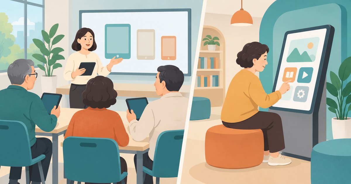 강사 수업이 열리는 배움터와 기기를 만져 보는 체험존을 나눠 표시한 그림