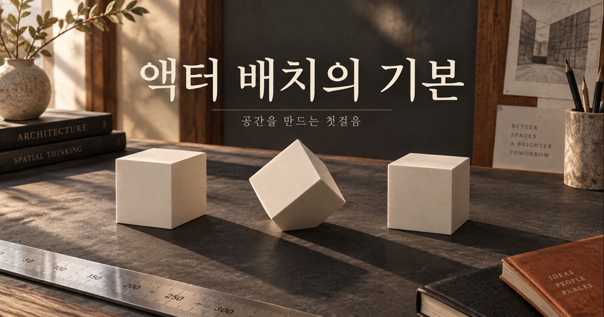 액터 배치를 상징하는 정밀한 모듈러 블록 모형