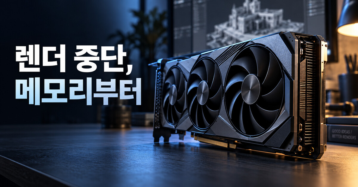 렌더링 메모리를 상징하는 그래픽카드 — GPT 생성 표지